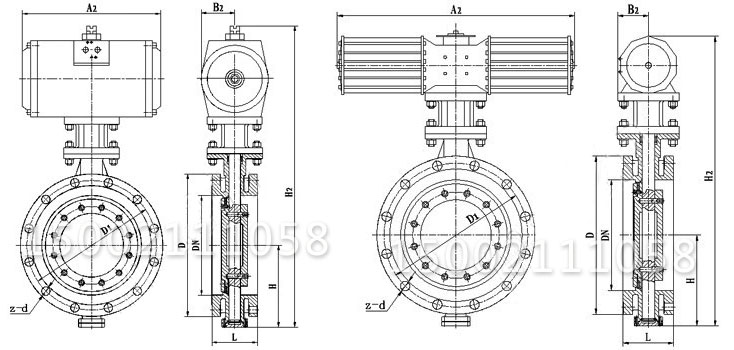 D643H氣動法蘭式硬密封蝶閥結(jié)構(gòu)尺寸