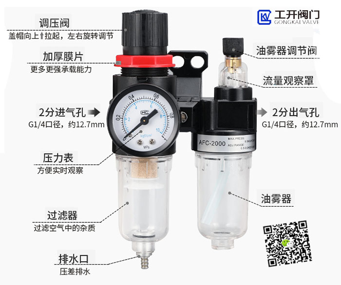 上海工開閥門-氣動(dòng)三聯(lián)件的作用