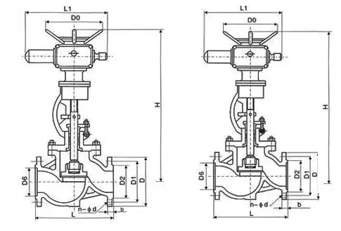 J941H電動截止閥結構尺寸