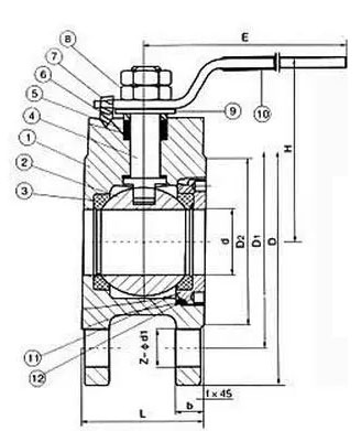對夾式球閥結(jié)構(gòu)尺寸