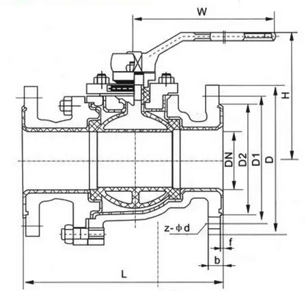 襯氟球閥結構尺寸