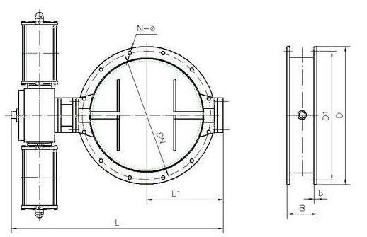 氣動高溫蝶閥結構尺寸
