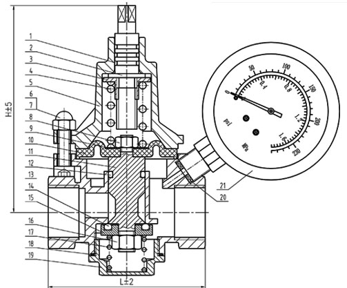 Y11支管減壓閥結構尺寸