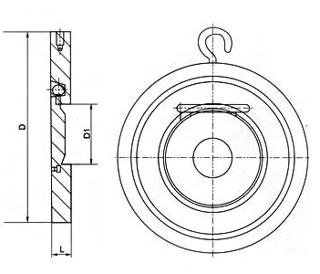 H74W薄型止回閥結(jié)構尺寸